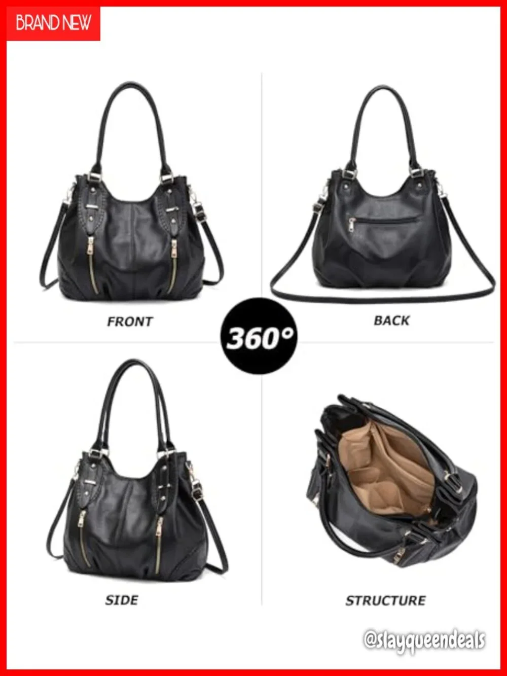 Vintage PU Leather Hobo Tote Bag Satchel Purse with Adjustable Strap Women